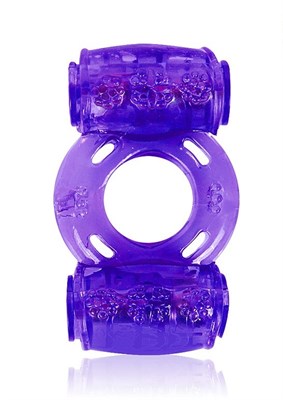 Вибро-кольцо Erowoman с двумя вибропулями, фиолетовый силикон