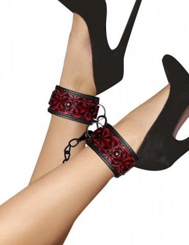 Наножники OUCH!  Luxury Ankle Cuffs черно-красные - фото 42466