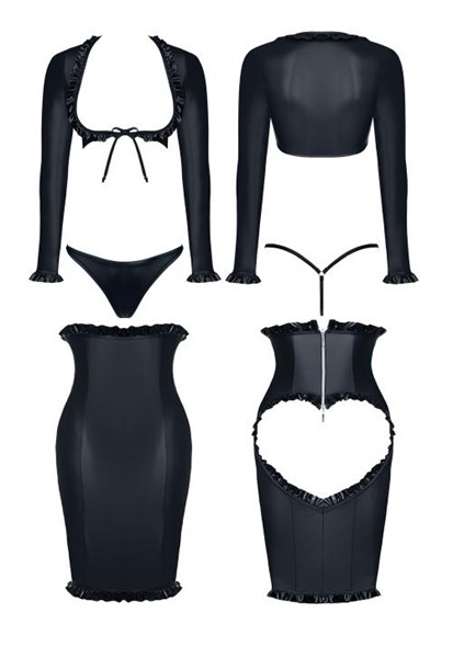 Комплект Kerstin (болеро, стринги, платье под грудь с вырезом в форме сердца сзади), S - фото 43341