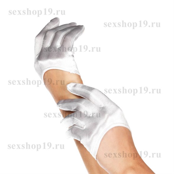 Мини-перчатки атласные белые - фото 43465