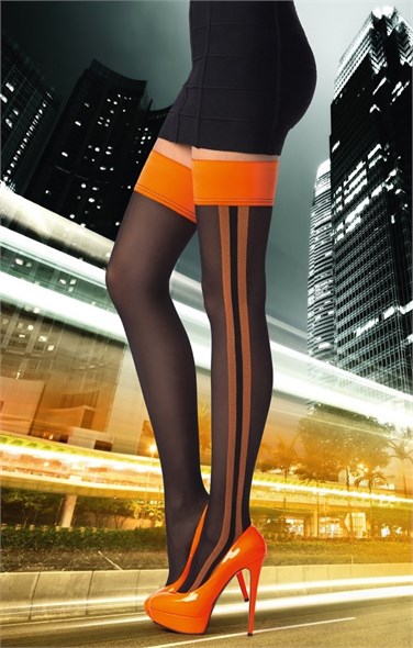 Чулки женские, SIN CITY 40 nero/arancio, L/XL - фото 43847