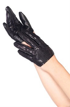 Мини-перчатки в пайетках, черные - фото 44723