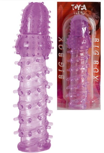 Насадка на пенис с ворсинками ToyFa, TPE, фиолетовая, 13,5 см - фото 46128
