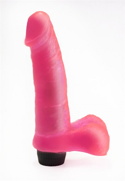 Вибратор реалистик LoveToy с мошонкой розовый гель, 16.5*4.1 - фото 46651