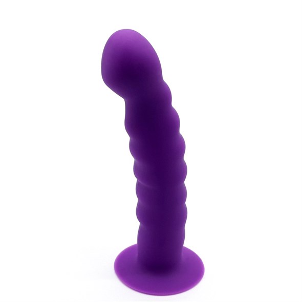 Фаллос страп-насадка с присоской, пурпурный силикон 14,5*3см - фото 46820