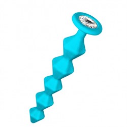 Анальная цепочка с кристаллом Emotions Chummy Turquoise 16*3,5 см - фото 47872