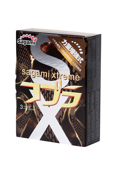 Презервативы Sagami Xtreme Cobra зауженные у основания сверхтонкий латекс 0,04мк, 3шт - фото 48915
