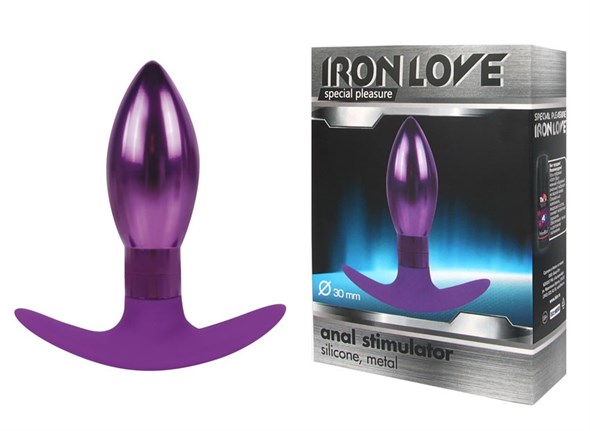Анальная пробка для ношения Iron Love фиолетового металл, стоппер силикон, 9,6*3см - фото 49067