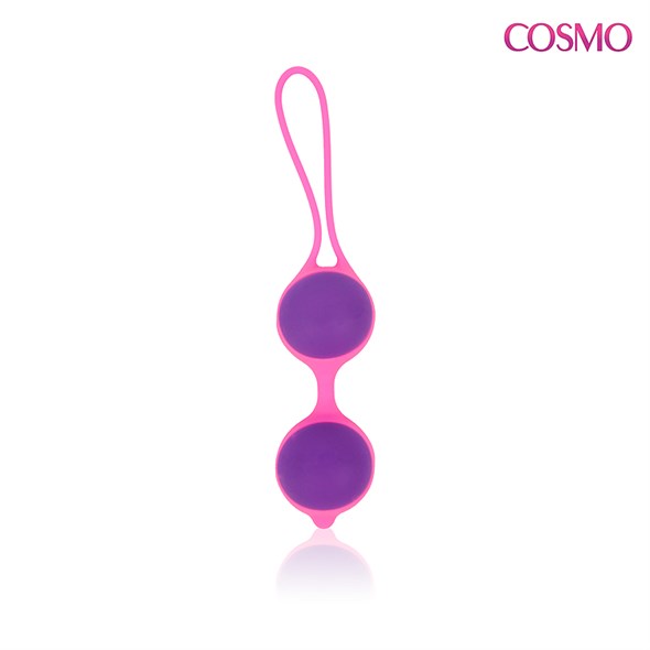 Вагинальные шарики Cosmo фиолетовые на розовой сцепке - фото 50076