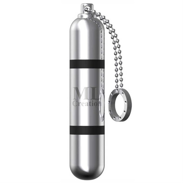 Мини-вибратор Glittering Bullet, на цепочке с кольцом серебристо-черный - фото 50150