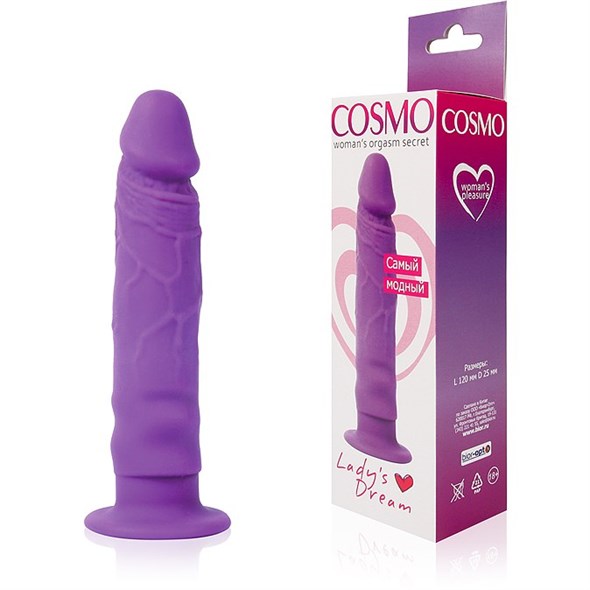 Фаллос Cosmo фиолетовый силикон на присоске, 12*2,5см - фото 51029