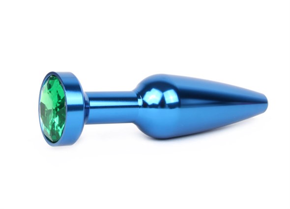 Втулка металл синий, кристалл зеленый, 11,3*2,9 см - фото 51269