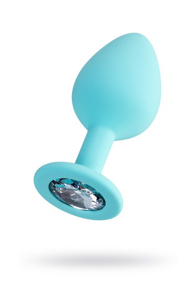 Анальная втулка со стразом ToDo by Toyfa, голубой силикон, 8*3 см - фото 51414