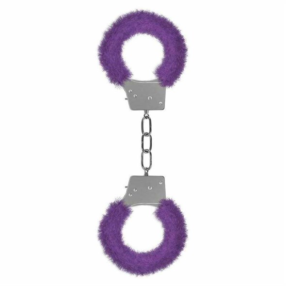 Металлические наручники с меховой обивкой Beginner's Handcuffs Furry, фиолетовые - фото 51540