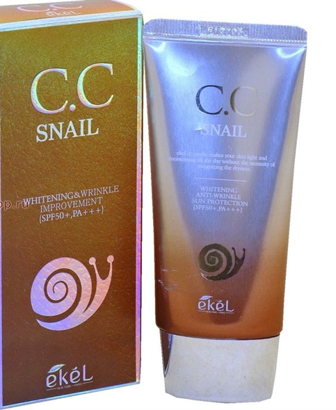 CC крем отбеливающий EKEL с муцином улитки Snail CC cream, 50мл - фото 51571