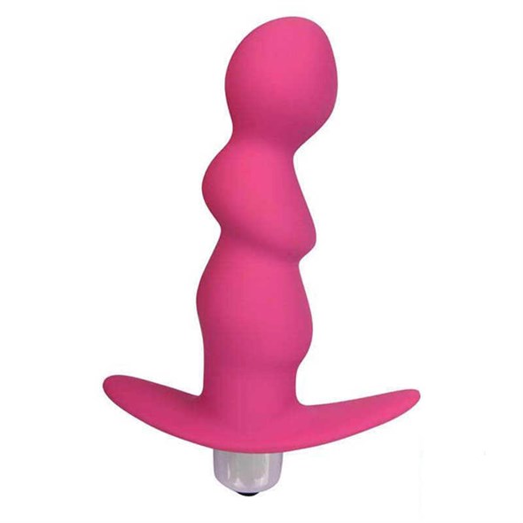 Анальная пробка рельефная с вибрацией Sweet Toys, розовая 9,5*2,7 см - фото 52192