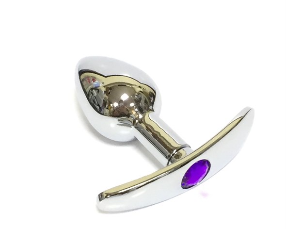 Анальная пробка для ношения металл, кристалл фиолетовый, 8*2,9 см - фото 52680