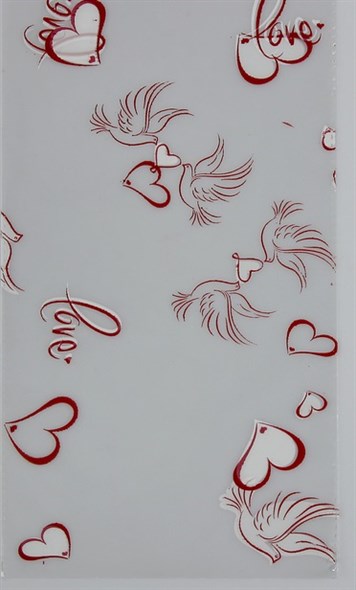 Пакет упаковочный 'Love' прозрачный бело-красный, 15х30см - фото 53659