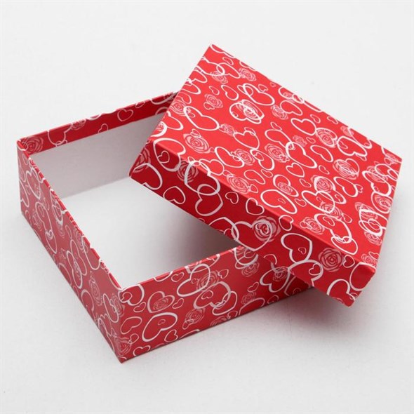 Коробка подарочная 'Сердечки на красном', 17,5 ? 17,5 ? 8 см - фото 53709
