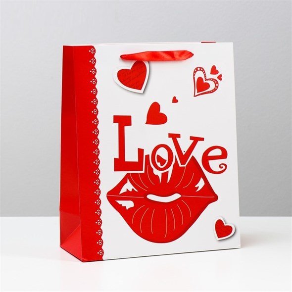 Пакет подарочный ламинированный, 'Love' 26 x 32 x 12 см - фото 53777