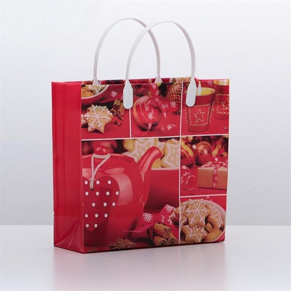 Пакет 'Праздник в красном', мягкий пластик, 26 х 24 см, 140 мкм - фото 53783