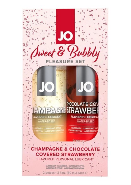 Набор оральный лубрикантов JO Sweet&Bubbly шампанское+клубника в шоколаде, по 60 мл - фото 54466