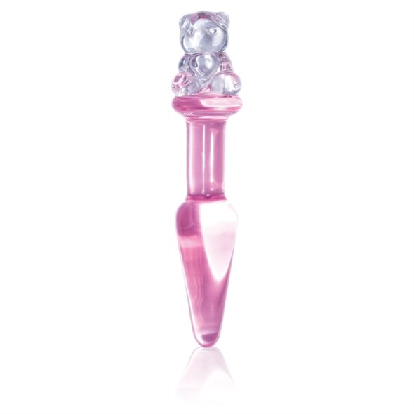 Анальная втулка из стекла Teddy Love на стопере, розовый, 12,5*2,3 см - фото 54957