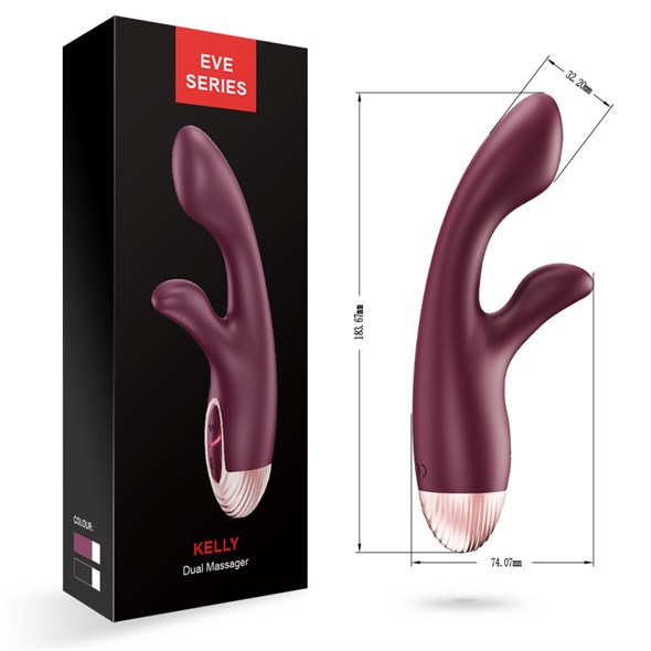 Вибратор кролик EVE series Kelly с подогревом, 7 режимов, бордовый силикон 00001308999 - фото 55528