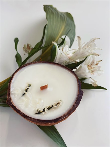 Массажная свеча в кокосе с ароматом ванили, 130мл - фото 55582