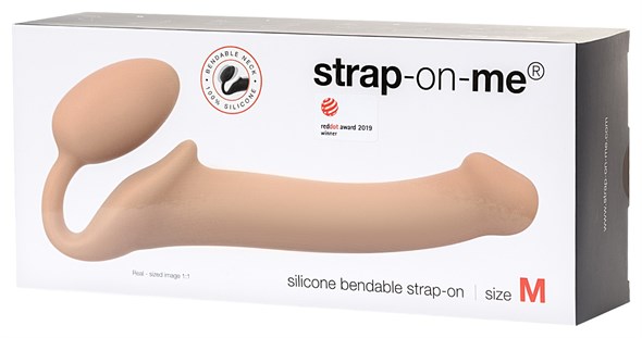 Безремневой страпон Strap-On-Me Semi-Realistic гибкий телесный, М - фото 56614