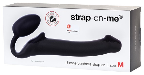 Безремневой страпон Strap-On-Me гнущийся черный, М 00001309142 - фото 56615