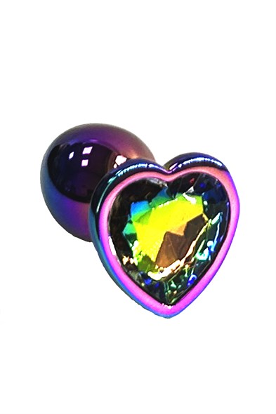 Анальная пробка с кристаллом в форме сердца Kanikule, серебристая -S - фото 56679