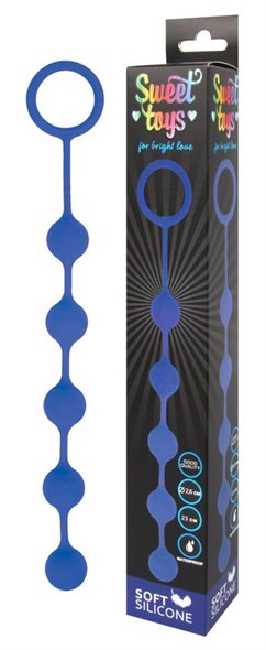 Анальная цепочка из силикона Sweet Toys, синяя, 23,2,6 см - фото 56980