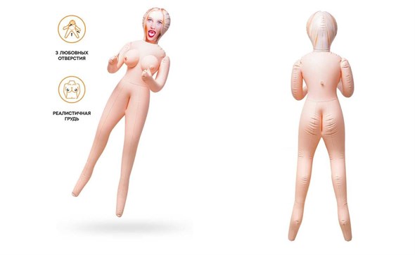 Кукла надувная Dolls-X by TOYFA Lilit, блондинка, с тремя отверстиями, 150 см - фото 57916