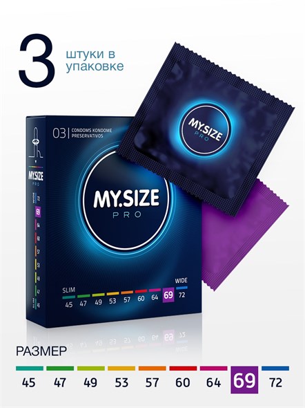 Презервативы MY.SIZE 69 №3 увеличенный объем, 22,3*6,9см, 3шт 00000116687 - фото 59005