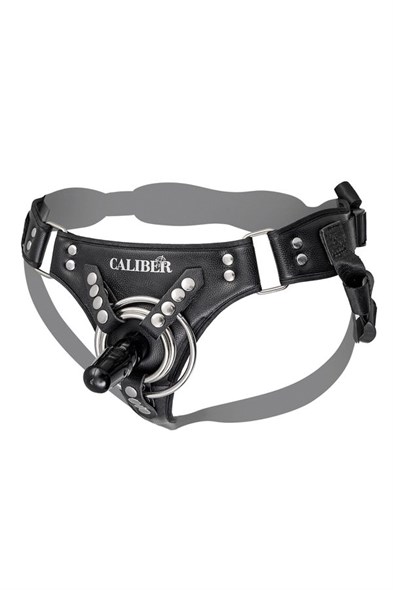 Трусики для страпона RealStick CALIBER экокожа, черные 00001310040 - фото 59084