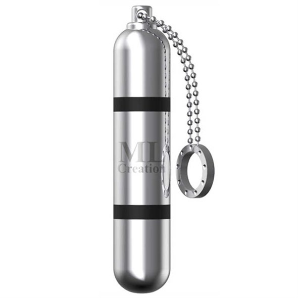 Мини-вибратор Glittering Bullet, на цепочке с кольцом серебристо-черный 00000117099 - фото 59505