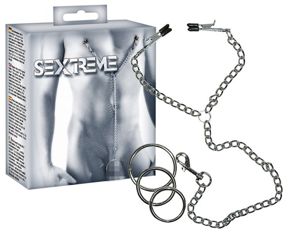 Зажимы на соски Sextreme, с кольцами для пениса 00000001408 - фото 60137