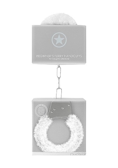 Металлические наручники с меховой обивкой Beginner's Handcuffs Furry, белые 00000116765 - фото 60170