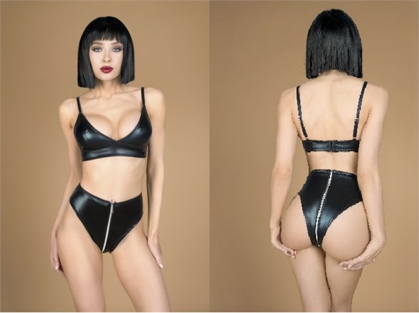 Комплект лиф и трусики с молнией, wetlook, Le Frivole, XXL/XXXL 00001308171 - фото 60857