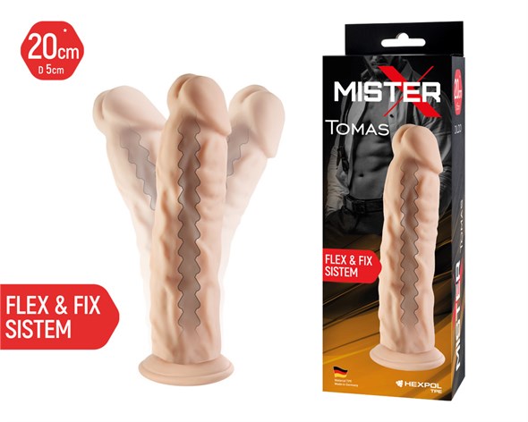 Фаллос гибкий Mister-X Tomas с присоской без мошонки, 20 *5 см 00001307760 - фото 63587