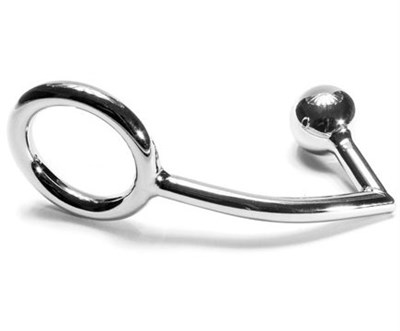 Анальный крюк с 1 шаром и кольцом на пенис и мошонку