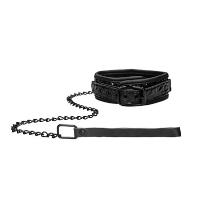 Ошейник Ouch! Luxury Collar with Leash на поводке, черный