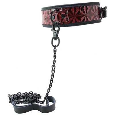 Ошейник Ouch! Luxury Collar with Leash на поводке, черно-красный