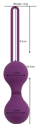 Вагинальный тренажер-шарики бордовый силикон, D-3.2см, 63гр