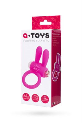 Эрекционное вибро-кольцо A-Toys с ушками силикон розовый, 2,5см