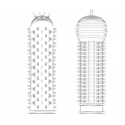 Насадка на пенис прозрачная с шипами, в ассортименте, упаковка пакет