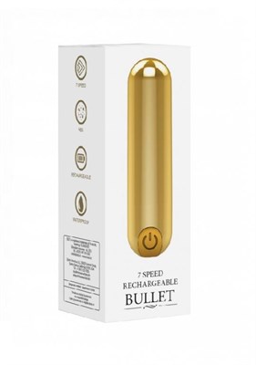 Перезаряжаемая вибропуля BGT 7 Speed Rechargeable Bullet, золотистая
