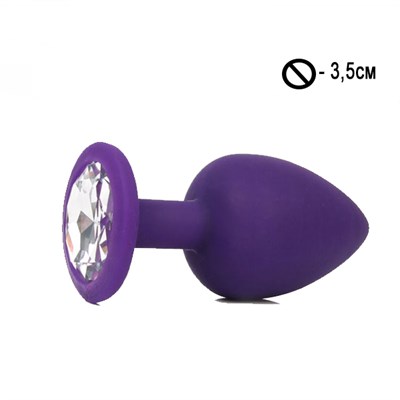 Втулка силикон фиолетовый с белым кристаллом, M-3,5см, 42гр