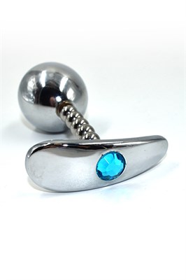 Пробка для ношения металл серебристый со светло-голубым кристаллом, 10,2*3,5 см